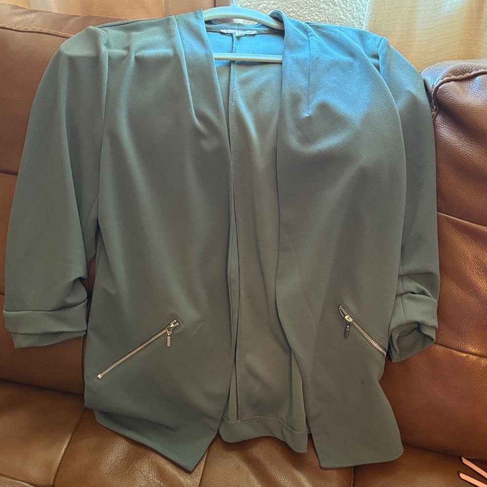 Maurices Teal Women's Blazer with Zippered Pockets